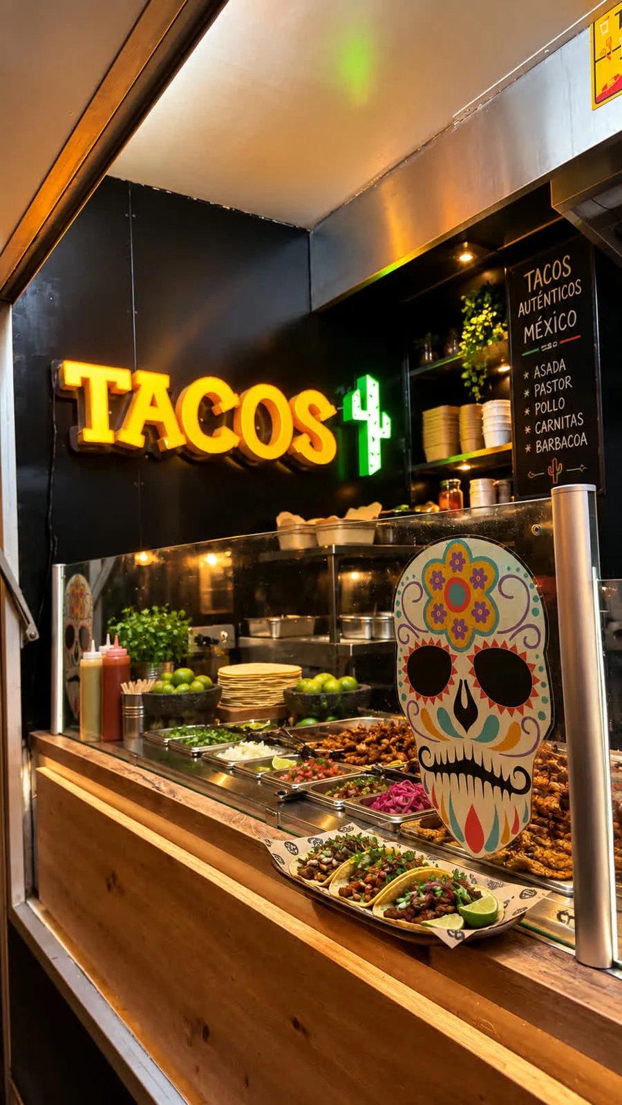 Mexikanischer Taco-Stand mit frischen Tacos